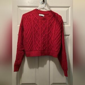 Hollister Vibrant Red Cable Knit Sweater